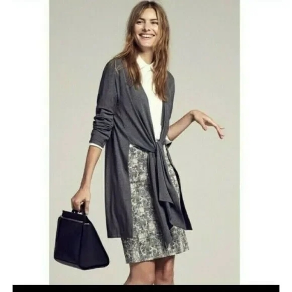 M.M. Lafleur The Graham Light Weight Kimono Cardigan In Grey Knit Tie Sz Small